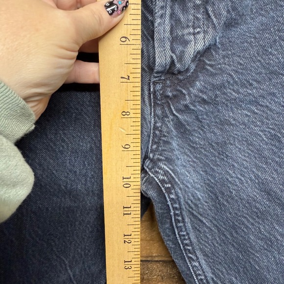 AGOLDE Denim High Rise Cropped Jeans Raw Hem Distressed Black Wash Size 24 - Picture 8 of 11